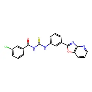 3-chloro-N-{[3-([1,3]oxazolo[4,5-b]pyridin-2-yl)phenyl]carbamothioyl}benzamide structure