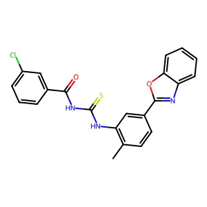 N-[[5-(1,3-benzoxazol-2-yl)-2-methylphenyl]carbamothioyl]-3-chlorobenzamide structure
