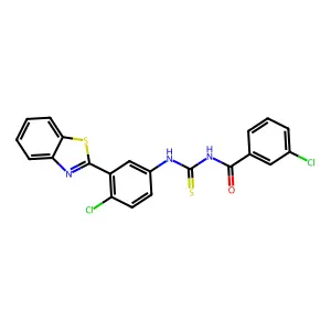 N-[[3-(1,3-benzothiazol-2-yl)-4-chlorophenyl]carbamothioyl]-3-chlorobenzamide structure