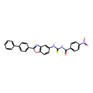4-nitro-N-[[2-(4-phenylphenyl)-1,3-benzoxazol-5-yl]carbamothioyl]benzamide structure