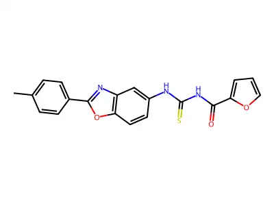 N-[[2-(4-methylphenyl)-1,3-benzoxazol-5-yl]carbamothioyl]furan-2-carboxamide structure