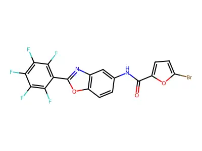 5-bromo-N-[2-(pentafluorophenyl)-1,3-benzoxazol-5-yl]furan-2-carboxamide structure