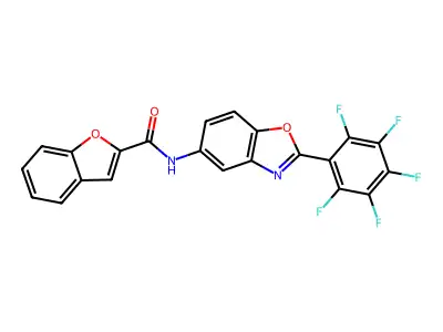 N-[2-(pentafluorophenyl)-1,3-benzoxazol-5-yl]-1-benzofuran-2-carboxamide structure