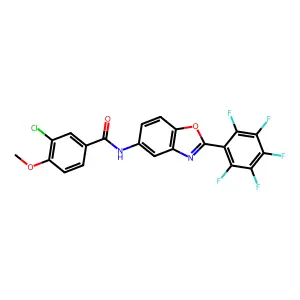 3-chloro-4-methoxy-N-[2-(pentafluorophenyl)-1,3-benzoxazol-5-yl]benzamide structure