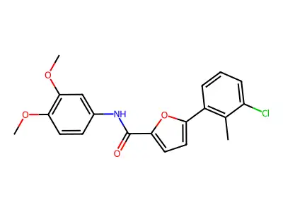 5-(3-chloro-2-methylphenyl)-N-(3,4-dimethoxyphenyl)furan-2-carboxamide structure