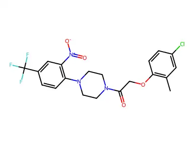 2-(4-chloro-2-methylphenoxy)-1-[4-[2-nitro-4-(trifluoromethyl)phenyl]piperazin-1-yl]ethanone structure
