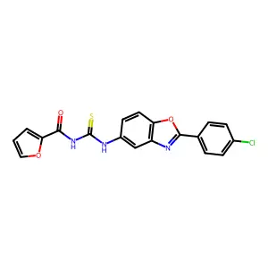 N-[[2-(4-chlorophenyl)-1,3-benzoxazol-5-yl]carbamothioyl]furan-2-carboxamide structure