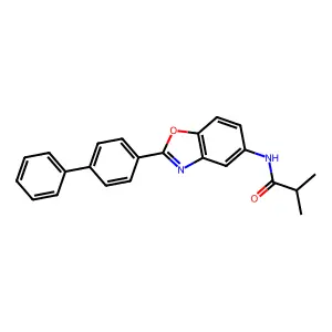 2-methyl-N-[2-(4-phenylphenyl)-1,3-benzoxazol-5-yl]propanamide structure