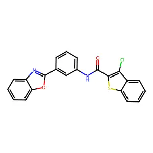 N-[3-(1,3-benzoxazol-2-yl)phenyl]-3-chloro-1-benzothiophene-2-carboxamide structure