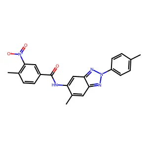 4-methyl-N-[6-methyl-2-(4-methylphenyl)benzotriazol-5-yl]-3-nitrobenzamide structure
