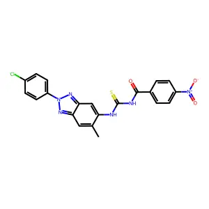 N-[[2-(4-chlorophenyl)-6-methylbenzotriazol-5-yl]carbamothioyl]-4-nitrobenzamide structure