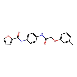N-[4-[[2-(3-methylphenoxy)acetyl]amino]phenyl]furan-2-carboxamide structure