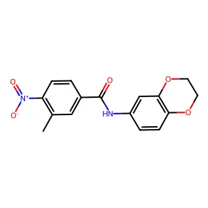 N-(2,3-dihydro-1,4-benzodioxin-6-yl)-3-methyl-4-nitrobenzamide structure