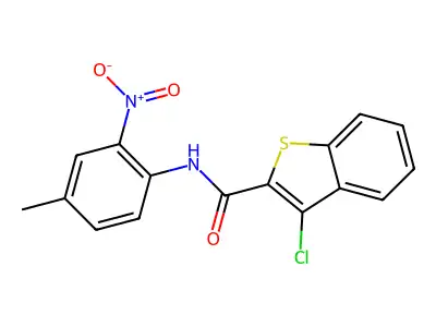 3-chloro-N-(4-methyl-2-nitrophenyl)-1-benzothiophene-2-carboxamide structure