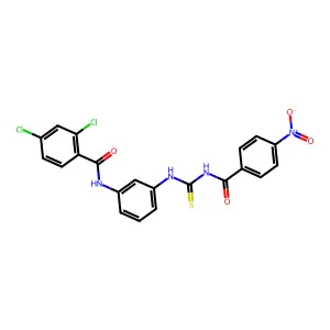 2,4-dichloro-N-[3-[(4-nitrobenzoyl)carbamothioylamino]phenyl]benzamide structure