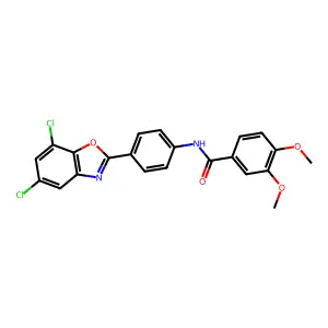 N-[4-(5,7-dichloro-1,3-benzoxazol-2-yl)phenyl]-3,4-dimethoxybenzamide structure