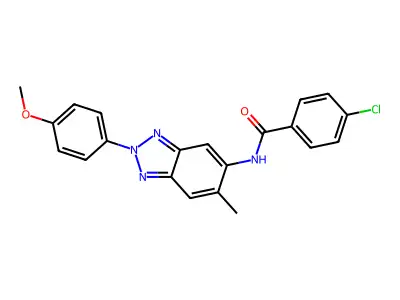 4-chloro-N-[2-(4-methoxyphenyl)-6-methylbenzotriazol-5-yl]benzamide structure