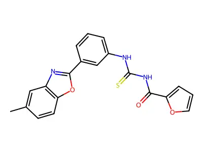 N-[[3-(5-methyl-1,3-benzoxazol-2-yl)phenyl]carbamothioyl]furan-2-carboxamide structure