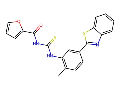 N-[[5-(1,3-benzothiazol-2-yl)-2-methylphenyl]carbamothioyl]furan-2-carboxamide structure