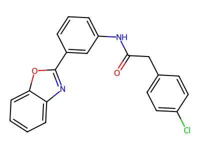N-[3-(1,3-benzoxazol-2-yl)phenyl]-2-(4-chlorophenyl)acetamide structure