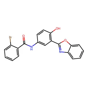 N-[3-(1,3-benzoxazol-2-yl)-4-hydroxyphenyl]-2-bromobenzamide structure