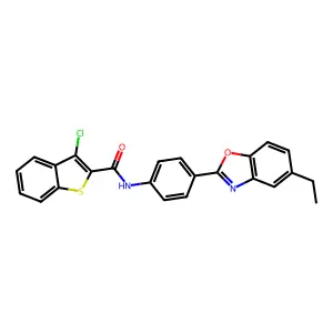 3-chloro-N-[4-(5-ethyl-1,3-benzoxazol-2-yl)phenyl]-1-benzothiophene-2-carboxamide structure