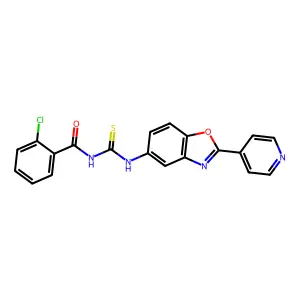 2-chloro-N-[(2-pyridin-4-yl-1,3-benzoxazol-5-yl)carbamothioyl]benzamide structure