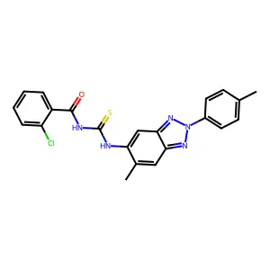 2-chloro-N-[[6-methyl-2-(4-methylphenyl)benzotriazol-5-yl]carbamothioyl]benzamide structure