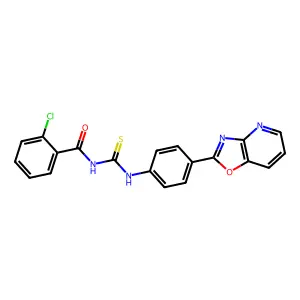 2-chloro-N-[[4-([1,3]oxazolo[4,5-b]pyridin-2-yl)phenyl]carbamothioyl]benzamide structure