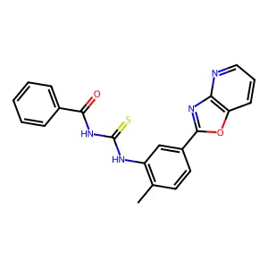 N-[[2-methyl-5-([1,3]oxazolo[4,5-b]pyridin-2-yl)phenyl]carbamothioyl]benzamide structure