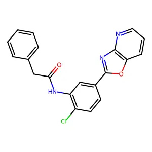 N-[2-chloro-5-([1,3]oxazolo[4,5-b]pyridin-2-yl)phenyl]-2-phenylacetamide structure