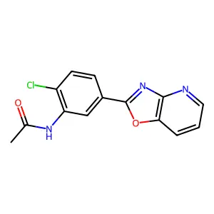N-[2-chloro-5-([1,3]oxazolo[4,5-b]pyridin-2-yl)phenyl]acetamide structure