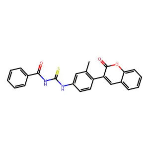 N-[[3-methyl-4-(2-oxochromen-3-yl)phenyl]carbamothioyl]benzamide structure