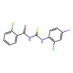 2-chloro-N-[(2-chloro-4-iodophenyl)carbamothioyl]benzamide structure