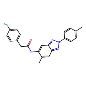 2-(4-chlorophenyl)-N-[6-methyl-2-(4-methylphenyl)benzotriazol-5-yl]acetamide structure