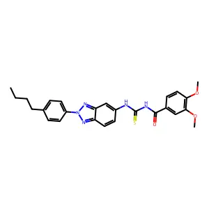 N-[[2-(4-butylphenyl)benzotriazol-5-yl]carbamothioyl]-3,4-dimethoxybenzamide structure