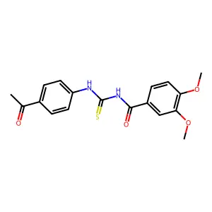 N-[(4-acetylphenyl)carbamothioyl]-3,4-dimethoxybenzamide structure