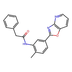 N-[2-methyl-5-([1,3]oxazolo[4,5-b]pyridin-2-yl)phenyl]-2-phenylacetamide structure
