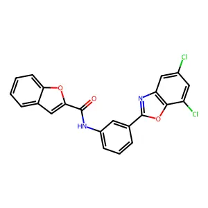 N-[3-(5,7-dichloro-1,3-benzoxazol-2-yl)phenyl]-1-benzofuran-2-carboxamide structure