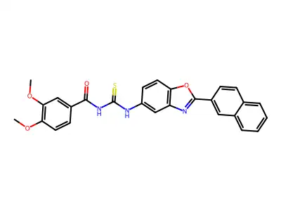 3,4-dimethoxy-N-[(2-naphthalen-2-yl-1,3-benzoxazol-5-yl)carbamothioyl]benzamide structure