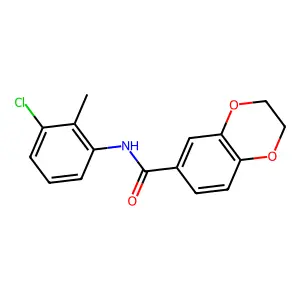 N-(3-chloro-2-methylphenyl)-2,3-dihydro-1,4-benzodioxine-6-carboxamide structure