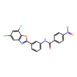 N-[3-(5,7-dichloro-1,3-benzoxazol-2-yl)phenyl]-4-nitrobenzamide structure