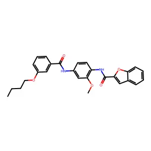 N-[4-[(3-butoxybenzoyl)amino]-2-methoxyphenyl]-1-benzofuran-2-carboxamide structure