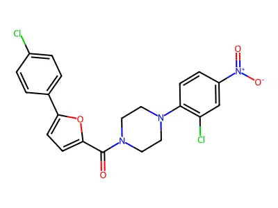 1-(2-Chloro-4-nitrophenyl)-4-[5-(4-chlorophenyl)-2-furoyl]piperazine structure