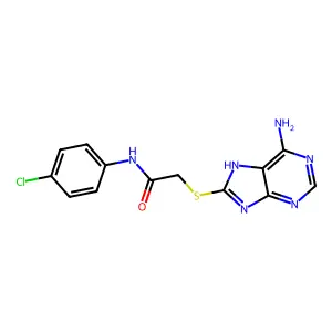 2-[(6-amino-7H-purin-8-yl)sulfanyl]-N-(4-chlorophenyl)acetamide structure