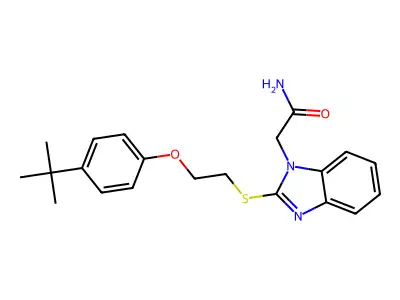 2-[2-[2-(4-Tert-butylphenoxy)ethylsulfanyl]benzimidazol-1-yl]acetamide structure