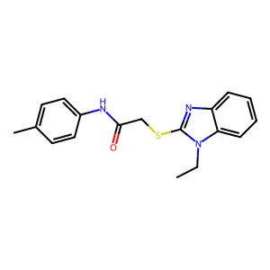 2-(1-ethylbenzimidazol-2-yl)sulfanyl-N-(4-methylphenyl)acetamide structure