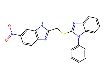 2-{[(6-nitro-1H-benzimidazol-2-yl)methyl]sulfanyl}-1-phenyl-1H-benzimidazole structure