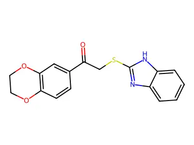 2-(1H-benzimidazol-2-ylsulfanyl)-1-(2,3-dihydro-1,4-benzodioxin-6-yl)ethanone structure