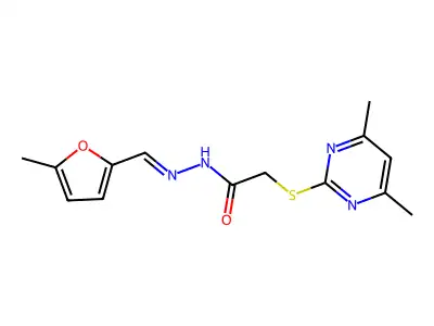 2-[(4,6-Dimethyl-2-pyrimidinyl)thio]acetic acid 2-[(5-methyl-2-furanyl)methylene]hydrazide structure